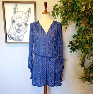 Francesca's blue embroidered romper NWT
